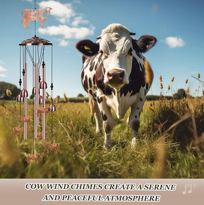 Briwooody Cow Wind Chimes for Outside Cow Gifts for Women Mom Metal Wind Chimes Memorial Birthday Decor for Outdoors Patio Garden Porch Yard Home Decoration