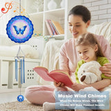 Butterfly Wind Chimes for Outside,Birthday Gifts for Mom Grandma Wife, Butterfly Wind Chimes with 3D Wind Spinners, Outdoor Decor for Garden Yard Porch