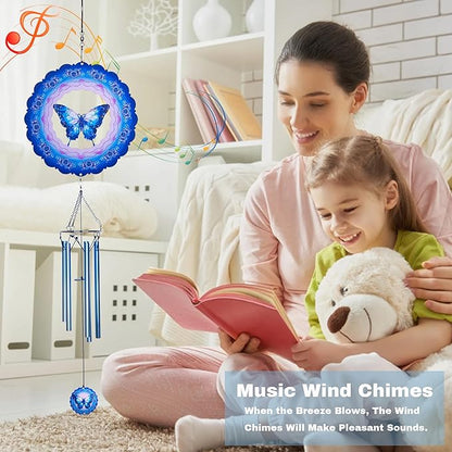 Butterfly Wind Chimes for Outside,Birthday Gifts for Mom Grandma Wife, Butterfly Wind Chimes with 3D Wind Spinners, Outdoor Decor for Garden Yard Porch