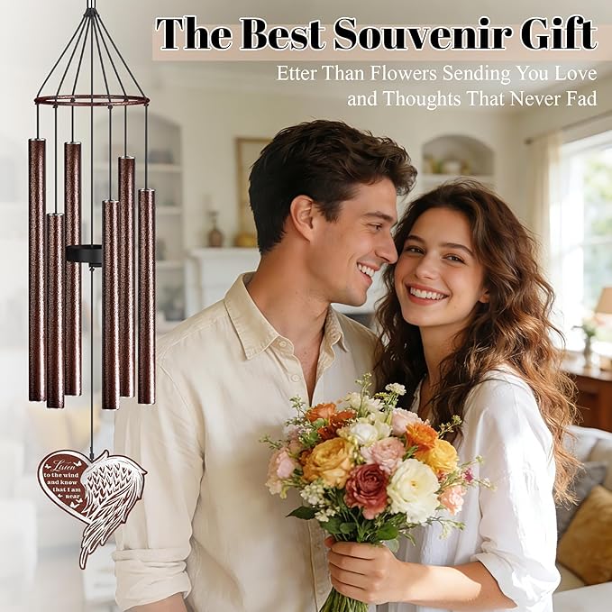 Indoor/Outdoor Memorial Wind Chime — A Heartfelt Gift for Retirement, Friendship, New Home, Thanks & Remembrance | Tunable Low-Pitch Tubes, 37.4 Inches | Ideal for Balcony, Garden, or Patio