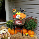 TERESA'S COLLECTIONS Fall Decorations for Outdoor Home, Pumpkin Fall Garden Decor, Autumn Metal Yard Signs Stake Lawn Sunflower for Thanksgiving Decorations, Harvest Outside Patio Party Gifts, 28 in