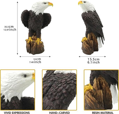 Bald Eagle Statue, Indoor Outdoor Animal Sculptures, Christmas Animal Decoration for Patio Porch Yard, Home Garden Desk Office Decor Art Figurine Ornament