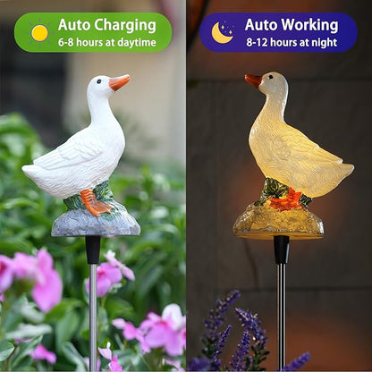 Solar Porch Goose Statue Garden Decor, 29 inch with Motion-Activated Sound Outdoor Decorative Garden Stake Lighting for Lawn Patio Yard Balcony - Unique Goose Gift for Garden Lovers