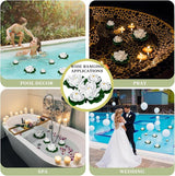 Yunlly 24 Pcs Floating Foam Lotus Flower with Water Lily Pads Artificial Floating Pool Flowers Lifelike Pond Accessories Floating Pool Decorations for Home, Garden Aquarium Party Wedding Decor, White