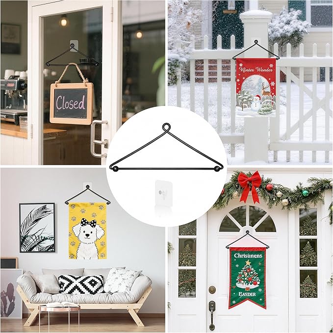 HOOSUN Garden Flag Hanger Holder for Outside,Premium Metal Wall Door Garden Flag Hanger Stand for Holiday Decorative Flags 12 x 18,Wall Hanging Banner Hangers for Front Door Windows Decorations