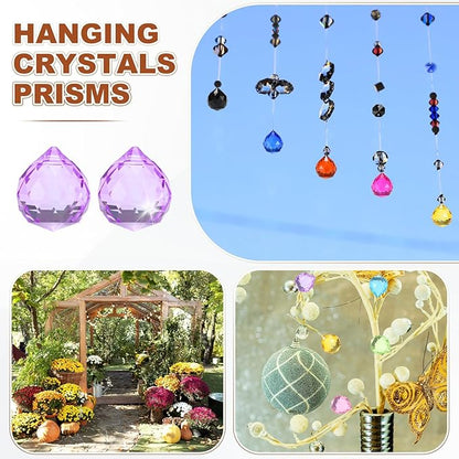 M METERXITY 20-Pack Crystal Ball Prisms, 24mm/0.94 Inch Chandelier Pendant Maker Hanging Crystals Chandelier Prisms for Home/Windows/Garden/DIY Decoration[Light Purple]