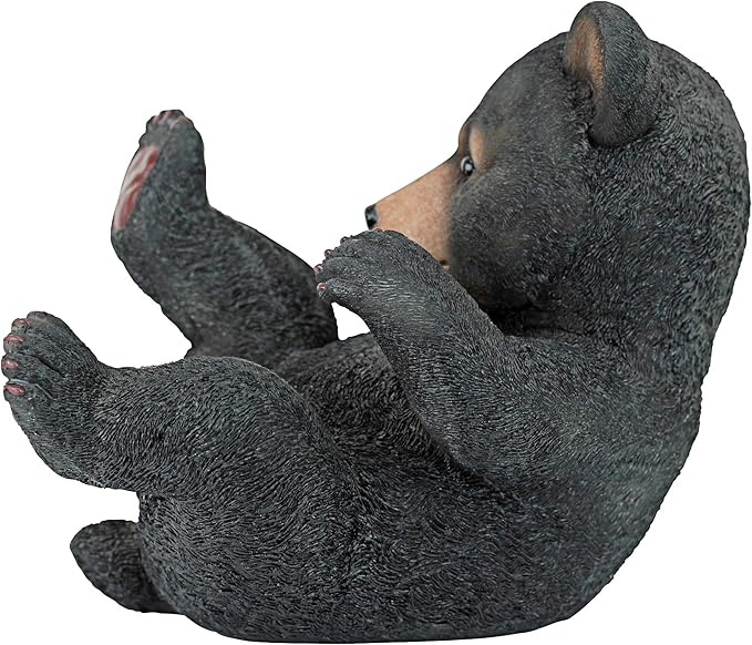 Design Toscano Roly-Poly Bear Cub Statue, Rolling Bear, Black
