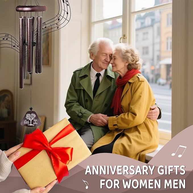 Anniversary Wedding Gifts for Men Women Couple Wind Chimes 32", Cool Anniversary Romantic Gift Ideas for Him Husband Boyfriend Parents, Happy Anniversarys Decorations for Her Wife Girlfriend