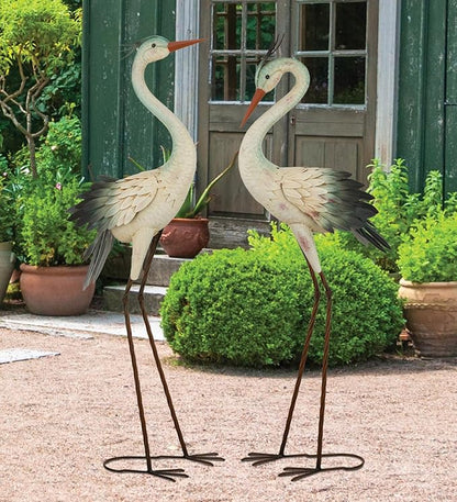 Regal Art & Gift Grey Crane Metal Statue – Indoor Outdoor Decorative Sculpture for Home & Garden Décor, Weather-Resistant Yard Art Figure for Patio, Lawn - Upward Gaze