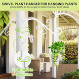 Swivel Plant Hangers Outdoor: 2 Pack 16 Inch Metal Hanging Plant Bracket Sturdy Wrought Iron Plant Hooks Indoor Wall Mount for Hanging Bird Feeders, Lanterns, Flower Baskets, Wind Chimes, White