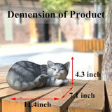 Cat Figurines - Outdoor Statue Garden Decor, Grey Sleeping Cat Statue, 11.5" Larger, Perfect for Patio, Lawn or Indoor Use, Great Gift for Mom