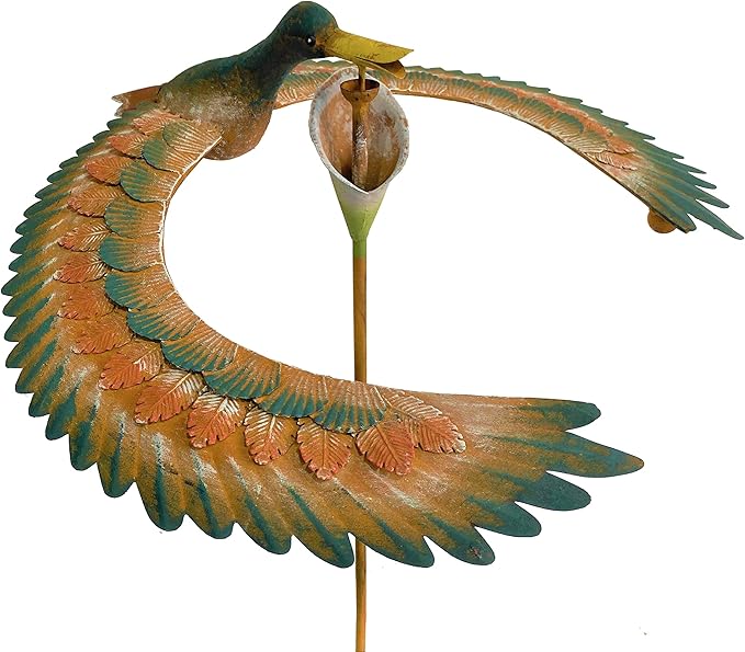 Rustic Metal Duck Kinetic Balancer Garden Stake Wind Sculpture Outdoor Yard Art Center