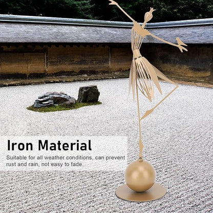 Garden Metal Decoration Weatherproof Outdoor Metal Statue for Farmhouse Pathway Lawn Dancing Girl Garden Ornamental for Lawn Bookshelf Terrace