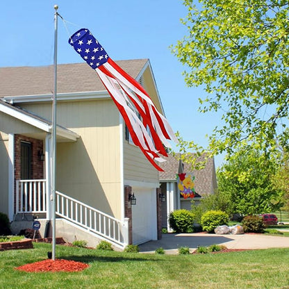 4th of July Patriotic Decorations, 2 Pack 40 Inch American Flag Windsock 250th Anniversary USA Red White Blue Stars & Stripes Wind Socks for Outside Presidents Day Memorial Day Independence Day Decor