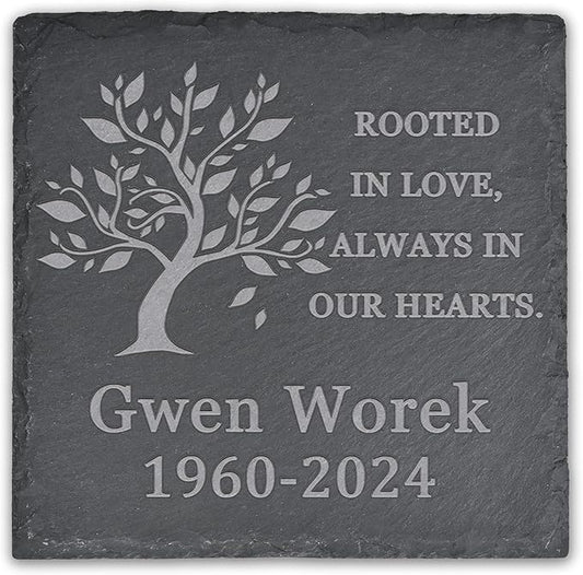 Memorial Garden Stone, VAPCUFF Memorial Stone, Personalized Memorial Gifts Sympathy Gift for Loss of Loved One Bereavement Gift for Loss of Father Mother - Rooted in Love Always in Our Hearts - Square