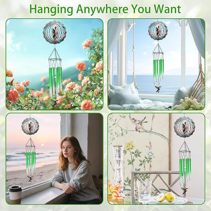Hummingbird Wind Chimes with Wind Spinner, Mothers Day Birthday Gifts for Women Mom Friends Teacher, Humming Bird Windchimes, Outdoor Hanging Decor for Garden Patio Backyard Porch