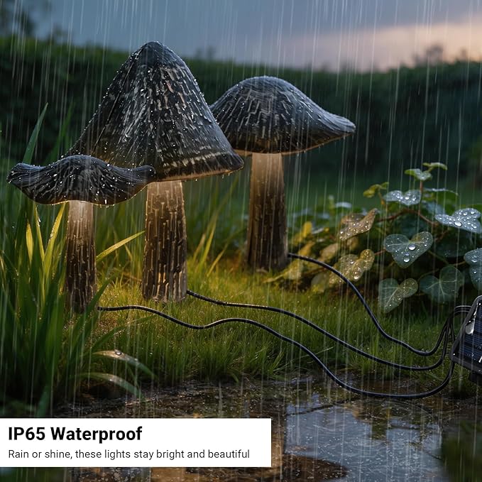 SRNPMIU Solar Lights Outdoor Decor, Solar Metal Mushroom Yard Decorations Outdoor, IP65 Waterproof Garden Decor, Gifts for Women Mom, for Yard Patio Lawn Pathway Landscape