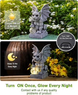 Nacome Solar Gothic Gargoyle Garden Statue: Outdoor Dragon Decor Sculpture with Ball Lights for Yard Art Porch Patio - Unique Birthday Gifts for Women Mom