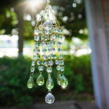 HDCRYSTALGIFTS Crystal Suncatcher Glass Wind Chimes Style Sun Catchers Indoor Window Rainbow Prisms Suncatcher for Window Hanging Home Garden Decor (21.5inch,Green)