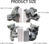 4-Piece Dragon Statue Set for Outdoor Decor Hanging & Climbing Dragon Figurines, Resin Pot Hugger Sculpture for Planters & Vases, Lawn Patio Yard Ornaments and Dragon Decorations