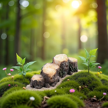 Miniature Resin Stump Micro Landscape Fairy Garden Ornament Mini Doll House Outdoor Landscape Decor Outdoor Statues Garden Sculptures Decor Landscape