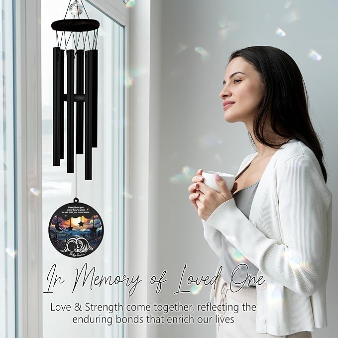 Sympathy Wind Chimes with Suncatcher Baby in Heaven Ornament Memorial Gifts for Passed Away Boy Girl Bereavement Keepsake for Miscarriage Infant Loss Mothers Friend Colleague Daily Healing in Memory