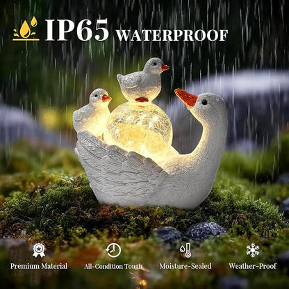 GIGALUMI Porch Goose Statue 6.7", Solar Garden Statues for Outside,Solar Goose Decor Outdoor,Animal Figurines,Porch Goose Statue for Porch Garden,Yard,Patio,Lawn and Birthday Gifts for Mom Women