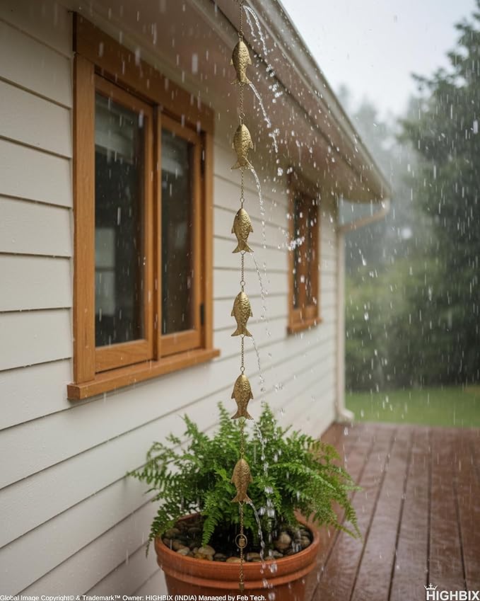 HIGHBIX Rain Chain 8ft Handmade Garden Display Hanging Replacement for Gutter Downspouts Black Powder Coated (Theme 3)