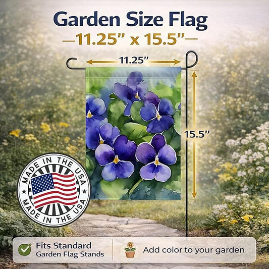 Caroline's Treasures Rhode Island Violets in Watercolor Garden Flag Mailbox Flag Decorative Yard Flag Banner Outside Patio Artwork Yard Flower Beds, Garden Size, Multicolor