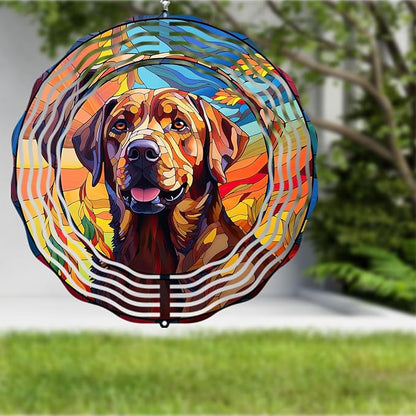 Labrador Retriever Wind Spinner Dog Memorial Gifts, Vibrant 3D Kinetic Aluminum Metal Yard Art, Loss of Dogs Sympathy Gifts, Hanging Outdoor Garden Decor, 8" Wind Sculptures for Patio, Porch (LR 4)