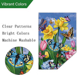 Louise Maelys Spring Daffodil Garden Flag 12x18 Double Sided, Burlap Small Butterfly Floral Flower Welcome Yard House Outside Outdoor Summer Decoration
