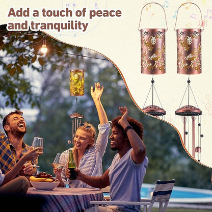 Retisee Cardinal Solar Wind Chimes Outdoor Metal Red Bird Gifts Solar Light Windchimes Outside Indoors Christmas Decoration Birthday Gift for Home Lawn Porch Patio Garden Yard