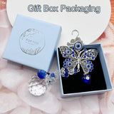 Crystal Suncatcher for Windows - Hanging Prism Sun Catchers with Crystal Balls&Blue Eye, Rainbow Maker for Home、 Garden、Car Decor (Butterfly)