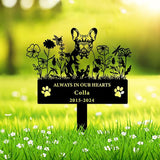Personalized Flora Dog Memorial Garden Stake - Custom Cemetery Sign with Stake, Sympathy Grave Plaque, Pet Headstone Marker Engraved Sign