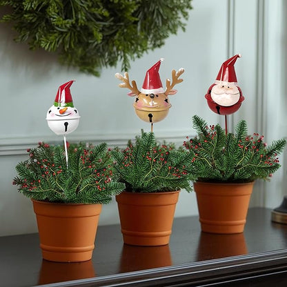 Christmas Metal Garden Stakes 3-Piece Set – Vintage Style Snowman, Reindeer & Santa Outdoor Yard Decorations, Hand-Painted Rustic Winter Lawn Porch Patio Decor for Home & Garden Lovers