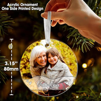 VINATIMES Personalized Grandma Stained Glass Suncatcher, Photo Family Faux Stained Glass Window Hanging Ornament, Custom Grandparent Day 2025 Gifts for Grandma, Birthday Gift for Dad, Grandpa