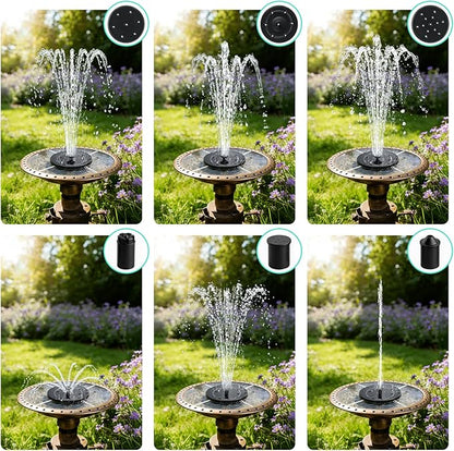 DDcafor Solar Fountain for Bird Bath,3.5W Solar Powered Water Fountain Pump with 6 Nozzles Floating Solar Water Pump for Birdbath,Small Pond Garden Outdoor Water Feature
