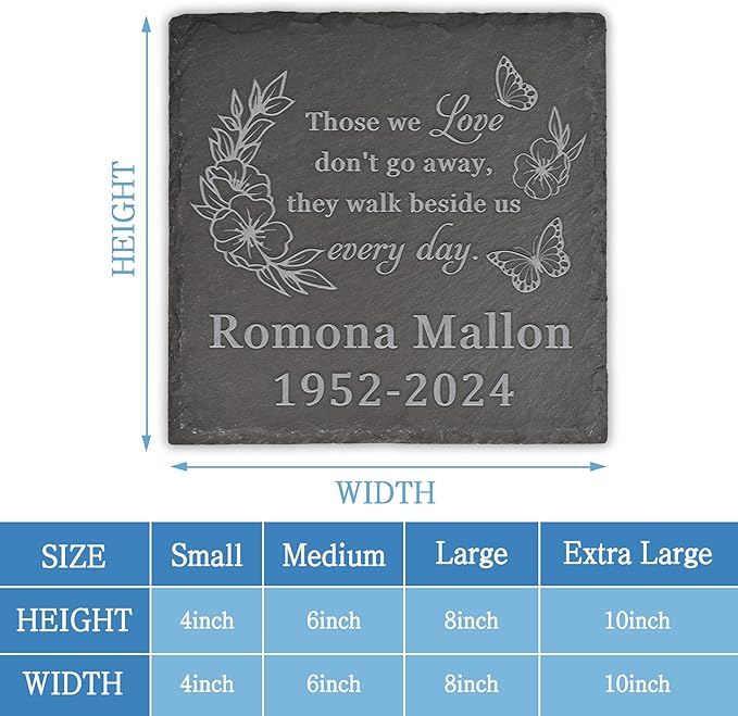 Memorial Garden Stone, Memorial Stone, Personalized Memorial Gifts, Sympathy Gifts for Loss of Loved One, Bereavement Gifts for Loss of Father Mother - Walk Beside Us Every Day - Square