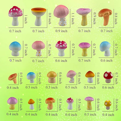 JKanruh 22 Pcs Mini Resin Mushroom Decor,Tiny Mushroom Figurines for Aquarium,Garden Decoration, Bonsai Micro Landscape Craft