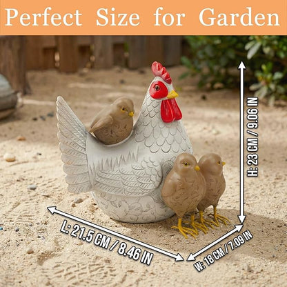 Resin Animal Decorations Gifts, Rustic Garden Statues, Farmhouse Chicken Decor, Hen on Nest, Chicken Statue & Figurine for Garden, Patio & Home, Waterproof & Durable, Unique Outdoor Art
