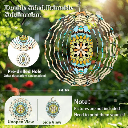 5 Pack Sublimation Wind Spinner Blanks, 10 Inch Double-sided Sublimation Metal Blank Bulk for Transfer DIY, Aluminum 3D Wind Spinner for Indoor Outdoor Porch Garden Yard Window Hanging Decor