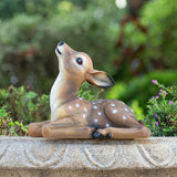 Deer Garden Statue, Outdoor Decorative Sculpture Brown with White Spots, 8.2 x 9.45 x 5.1 inches Yard Lawn Decor Deep Forest Deer