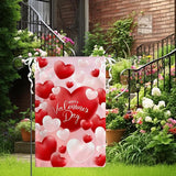 Happy Valentine's Day Garden Flag Red And White Love Hearts Yard Flag 12 x 18 Inch Love Combination Valentine Garden Flags Double Sided Polyester Vertical House Banner for Holiday Wedding