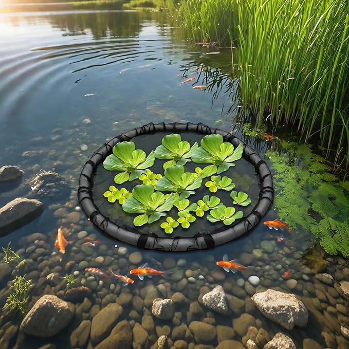 Generic Pond Floating Flora Barrier, 63 Cm / 24.8 in Plant Floating Protector Island Polyester, Garden Accessories Pond, Fish Protector Plants Floating