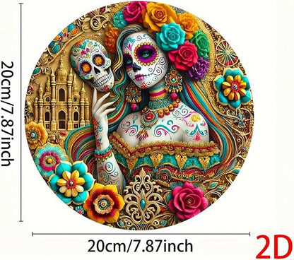 7.87inch Witch Sun Catchers Indoor Window The Day of Dead Skull Floral Acrylic Suncatcher Halloween Glass Window Hanging Gothic Decor with Chain for Home Garden Ornament Women Lover Gift