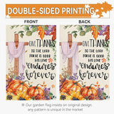 Thanksgiving Garden Flag 12x18 Inch Double Sided Give Thanks to The Lord Cross Yard Garden Flags Burlap Outdoor Fall Pumpkins Flag Holiday Decorations for Outside Home