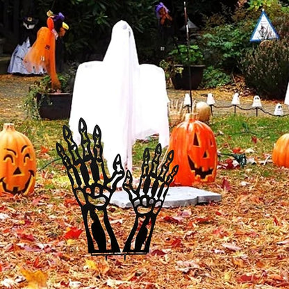 Halloween Decorations Outdoor, Metal Black Hand Decorative Garden Stakes for Halloween Decor, Metal Yard Signs for Outside Garden Lawn Porch Party Decorations