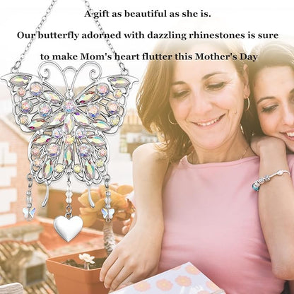Glittering Butterfly Gift for Women - Valentine's Day, Birthday, Anniversary, Mother's Day Idea for Mom, Grandma, Wife - Hanging Ornament for Window Decor