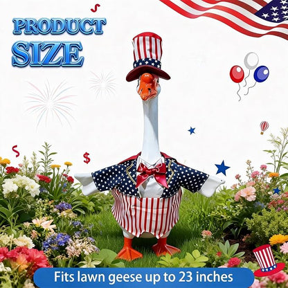 4th of July Porch Goose Outfits, Patriotic Porch Goose Outfits for 23 Inch Lawn Statue, Memorial Day 250th Years Anniversary USA Sculpture Clothes for Garden&Outdoor Patio Party Decoration