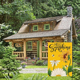 AVOIN colorlife Daisy Sunflower Hello Sunshine Garden Flag 12x18 Inch Double Sided, Summer Seasonal Holiday Burlap Yard Outdoor Decoration Yellow